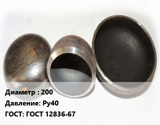 Заглушка стальная 200 Ру40 ГОСТ: ГОСТ 12836-67, шт, фланцевая цена от 25315 Тг / шт, где купить, условия доставки в Семее и Абайской области